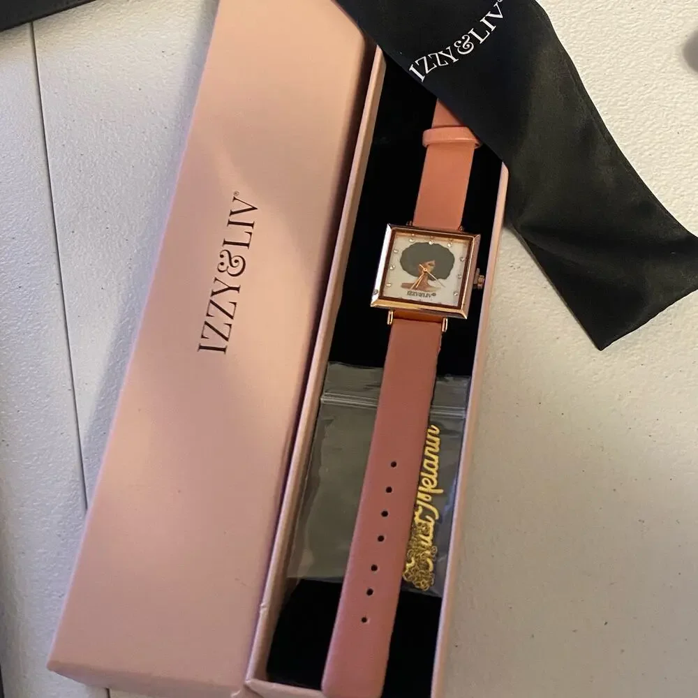 Izzy and Liv Pink Tone Watch with “That Melanin” Pendant New in Box - Picture 2 of 13